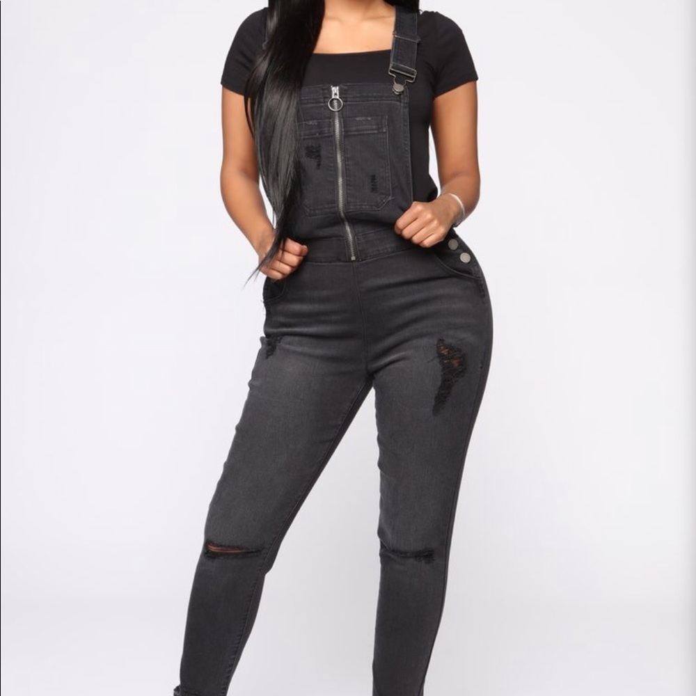 Fashion Nova Frayed Overalls
